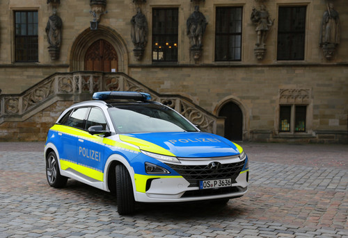 Hyundai Nexo mit Brennstoffzelle bei der Osnabrücker Polizei.