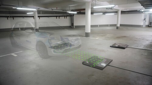 Mahles Positionierungssystem DIPS für induktives Laden von Elektrofahrzeugen.
