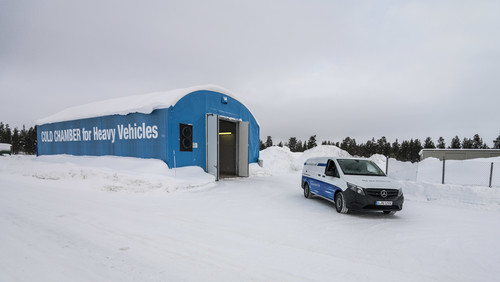 Mercedes-Benz e-Vito im Wintertest in Nordschweden.