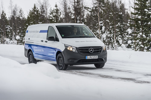 Mercedes-Benz e-Vito im Wintertest in Nordschweden.