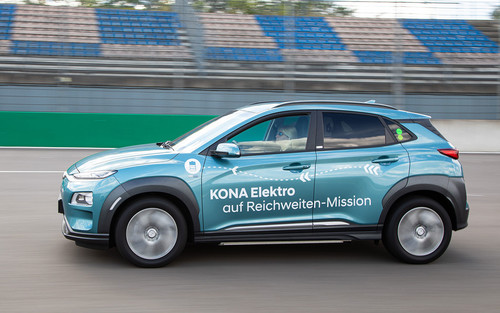 Reichweitenchampion: Hyundai schaffte mit drei Kona Elektro auf dem Lausitzring jeweils über 1000 Kilometer.