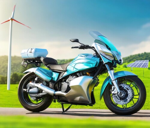 So kann sich KI ein wasserstoffbetriebenes Brennstoffzellenmotorrad vorstellen.