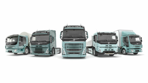 Volvo Trucks FE, FM, FH, FMX und FL (von links).