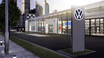 VW Autohaus mit neuem Markenlogo.